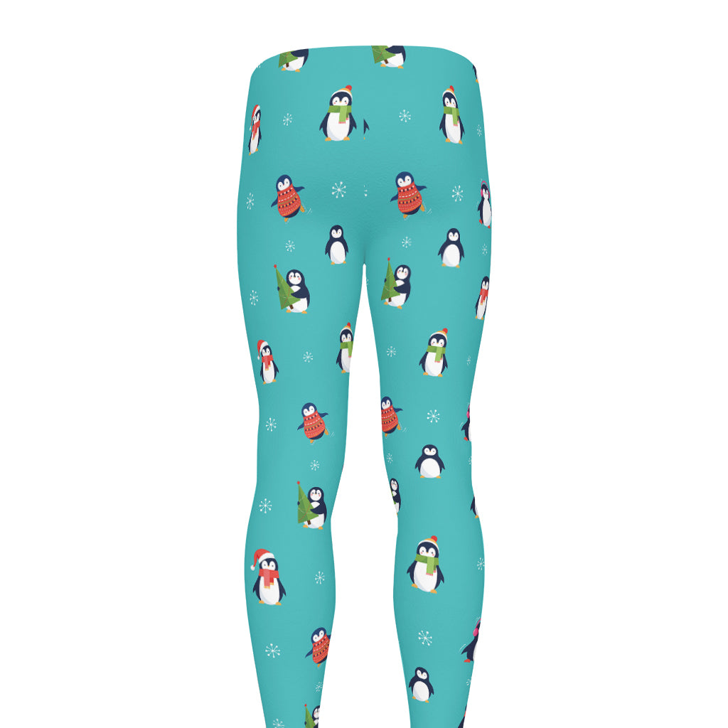 Cute Snowy Penguin Pattern Print Men's leggings