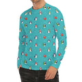 Cute Snowy Penguin Pattern Print Men's Long Sleeve Rash Guard