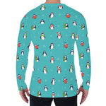 Cute Snowy Penguin Pattern Print Men's Long Sleeve T-Shirt