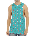 Cute Snowy Penguin Pattern Print Men's Muscle Tank Top
