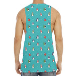 Cute Snowy Penguin Pattern Print Men's Muscle Tank Top