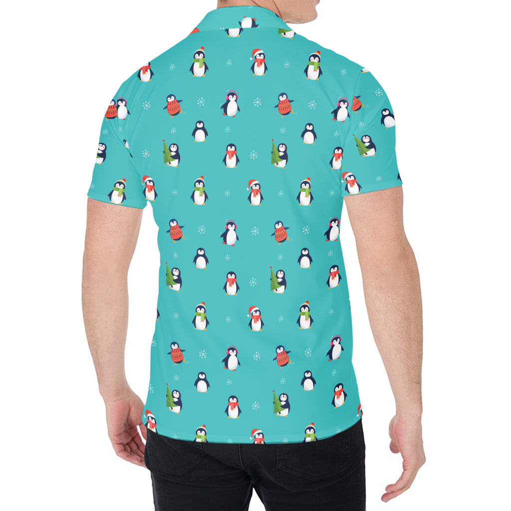 Cute Snowy Penguin Pattern Print Men's Shirt