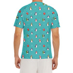 Cute Snowy Penguin Pattern Print Men's Short Sleeve Rash Guard
