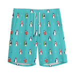 Cute Snowy Penguin Pattern Print Men's Sports Shorts