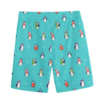 Cute Snowy Penguin Pattern Print Men's Sports Shorts