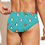 Cute Snowy Penguin Pattern Print Men's Swim Briefs