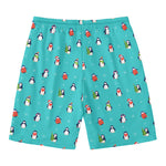 Cute Snowy Penguin Pattern Print Men's Swim Trunks