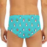 Cute Snowy Penguin Pattern Print Men's Triangle Swim Briefs