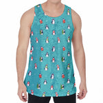 Cute Snowy Penguin Pattern Print Men's Velvet Tank Top