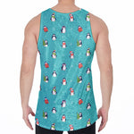 Cute Snowy Penguin Pattern Print Men's Velvet Tank Top