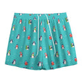 Cute Snowy Penguin Pattern Print Mesh Shorts