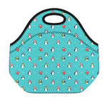 Cute Snowy Penguin Pattern Print Neoprene Lunch Bag