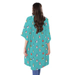 Cute Snowy Penguin Pattern Print Open Front Beach Cover Up
