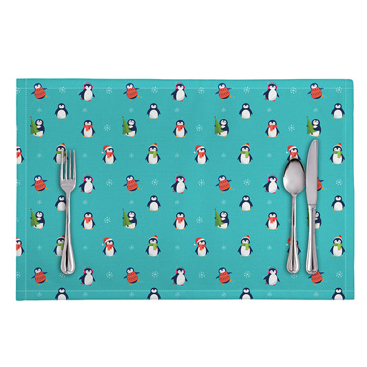Cute Snowy Penguin Pattern Print Placemat