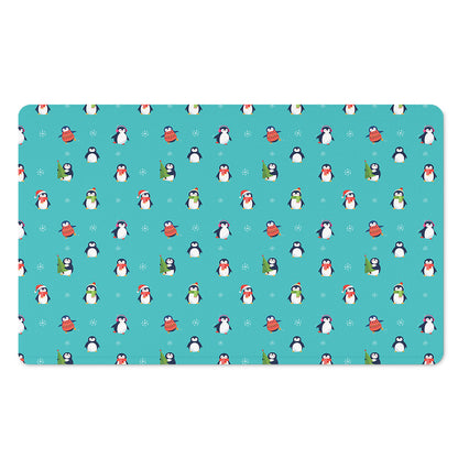 Cute Snowy Penguin Pattern Print Polyester Doormat