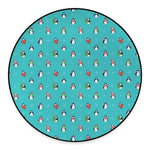 Cute Snowy Penguin Pattern Print Round Floor Mat