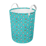 Cute Snowy Penguin Pattern Print Round Laundry Basket