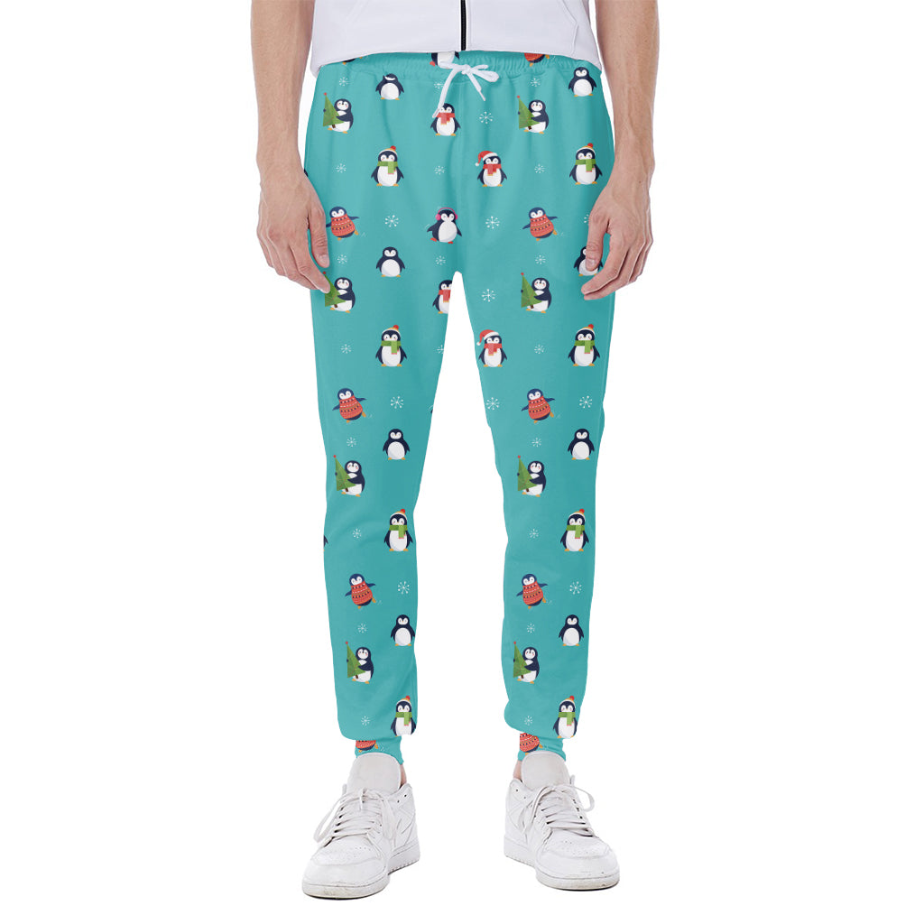 Cute Snowy Penguin Pattern Print Scuba Joggers