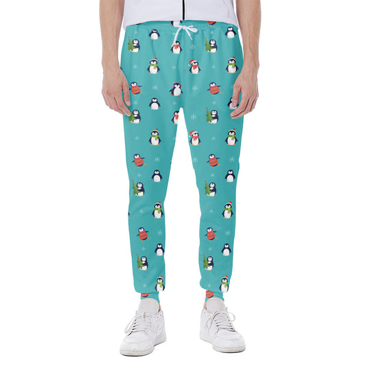 Cute Snowy Penguin Pattern Print Scuba Joggers