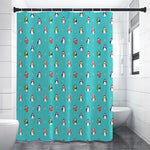 Cute Snowy Penguin Pattern Print Shower Curtain