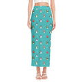 Cute Snowy Penguin Pattern Print Side Slit Maxi Skirt