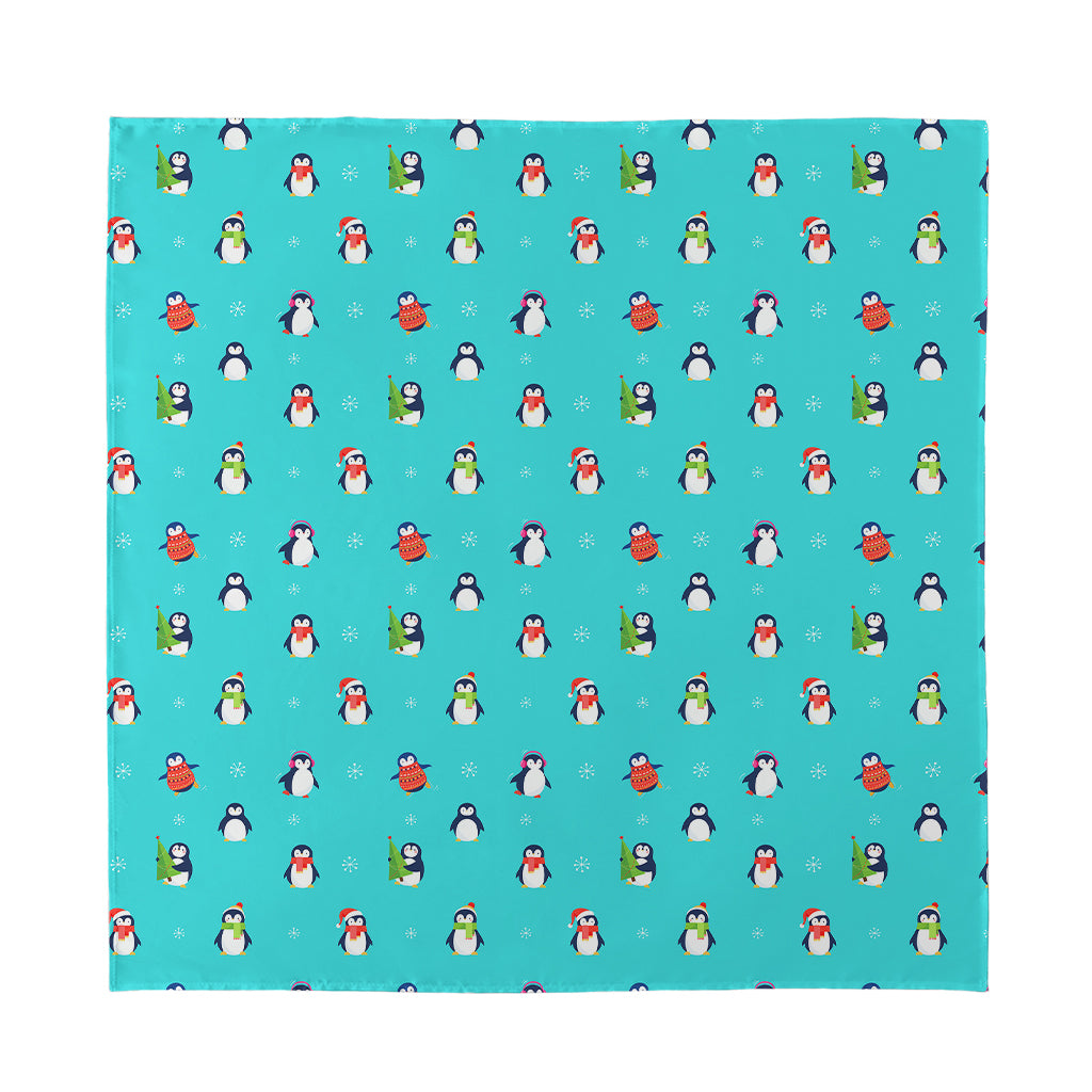 Cute Snowy Penguin Pattern Print Silk Bandana