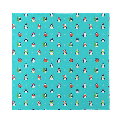 Cute Snowy Penguin Pattern Print Silk Bandana