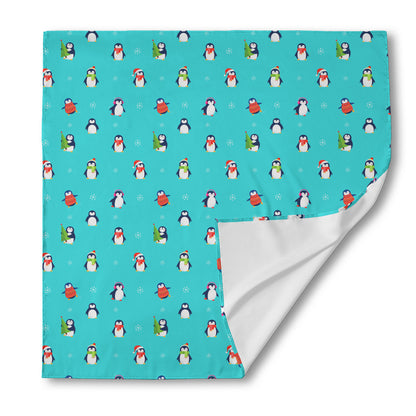 Cute Snowy Penguin Pattern Print Silk Bandana