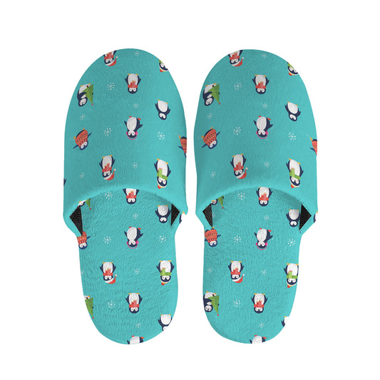 Cute Snowy Penguin Pattern Print Slippers