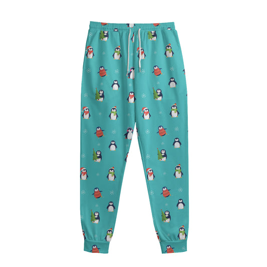 Cute Snowy Penguin Pattern Print Sweatpants