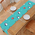Cute Snowy Penguin Pattern Print Table Runner