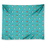 Cute Snowy Penguin Pattern Print Tapestry
