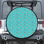 Cute Snowy Penguin Pattern Print Tire Cover