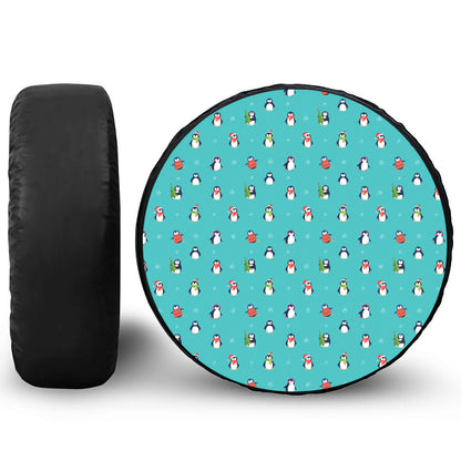 Cute Snowy Penguin Pattern Print Tire Cover