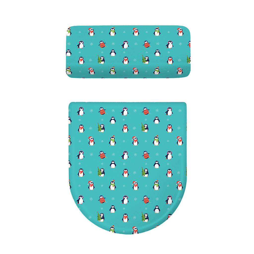 Cute Snowy Penguin Pattern Print Toilet Lid And Tank Cover Set