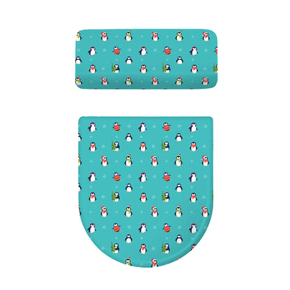 Cute Snowy Penguin Pattern Print Toilet Lid And Tank Cover Set