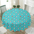 Cute Snowy Penguin Pattern Print Waterproof Round Tablecloth
