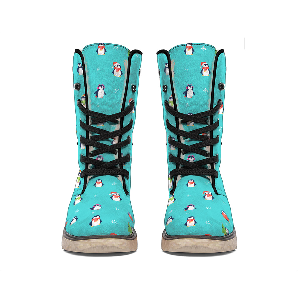 Cute Snowy Penguin Pattern Print Winter Boots
