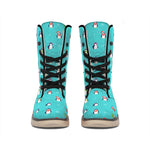 Cute Snowy Penguin Pattern Print Winter Boots