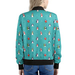 Cute Snowy Penguin Pattern Print Women's Bomber Jacket