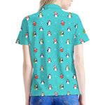 Cute Snowy Penguin Pattern Print Women's Polo Shirt