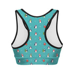 Cute Snowy Penguin Pattern Print Women's Sports Bra