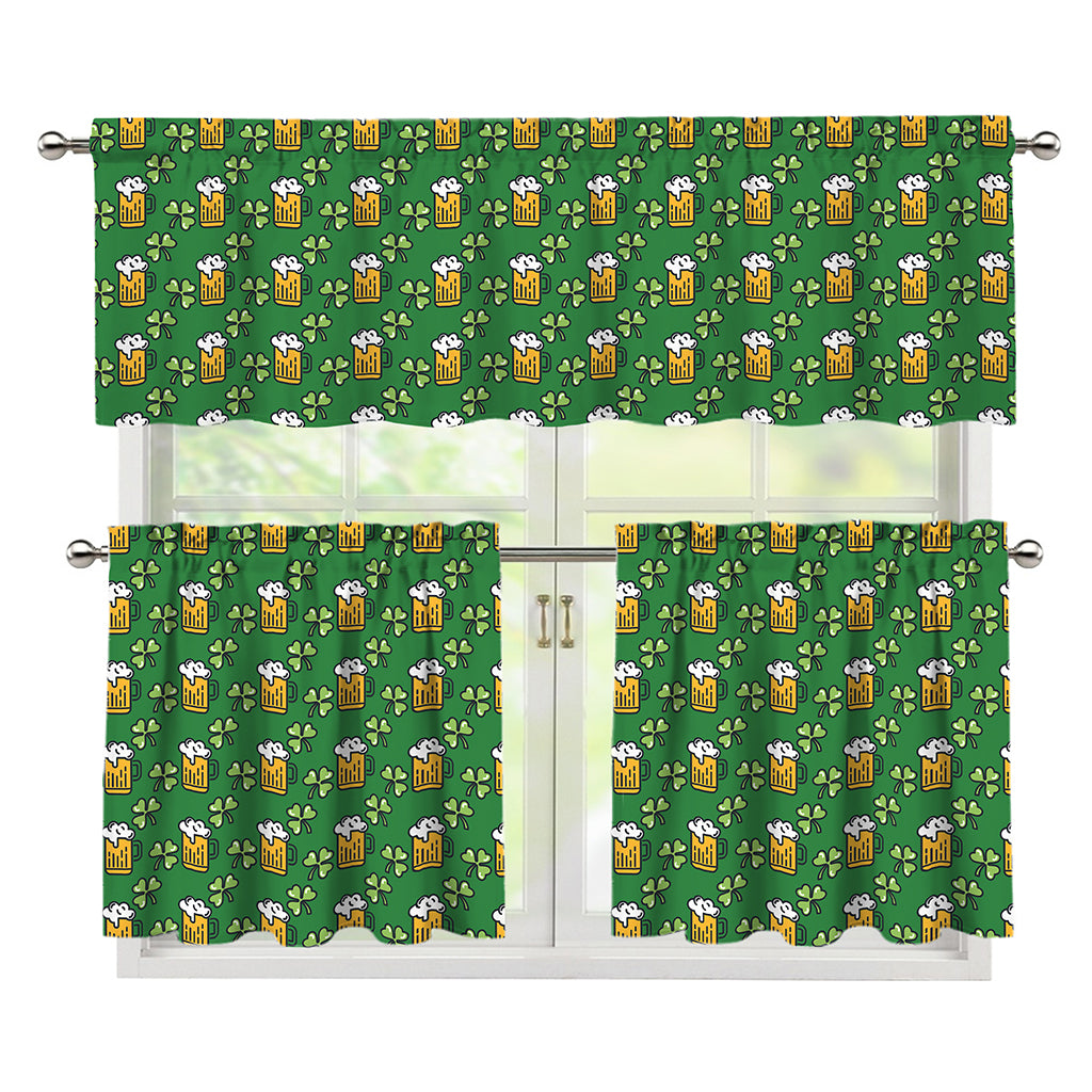 Cute St. Patrick's Day Pattern Print 3 Piece Kitchen Curtains