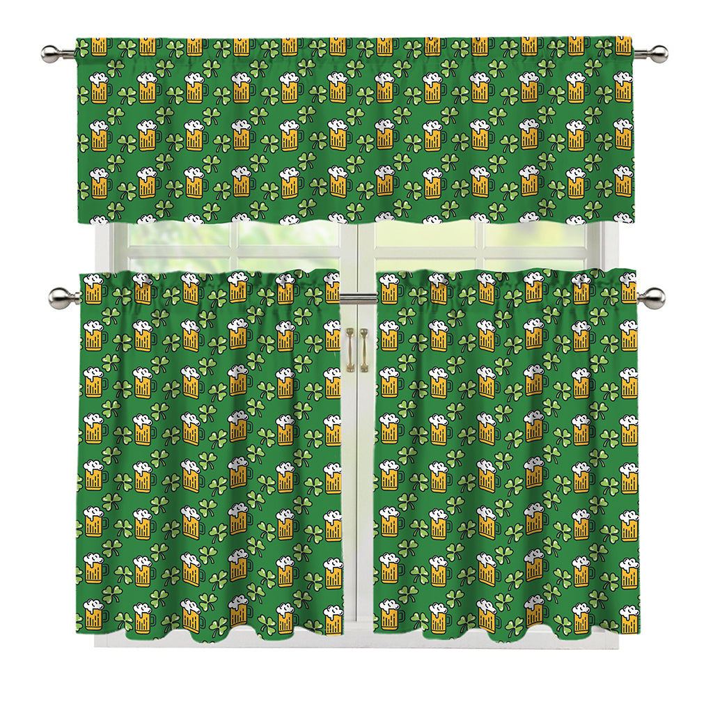 Cute St. Patrick's Day Pattern Print 3 Piece Kitchen Curtains
