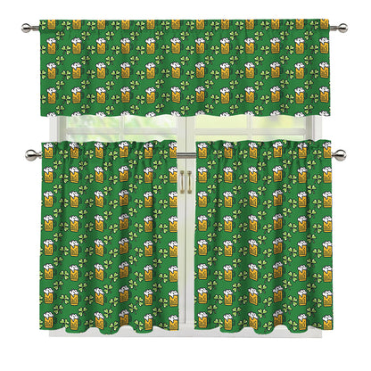 Cute St. Patrick's Day Pattern Print 3 Piece Kitchen Curtains