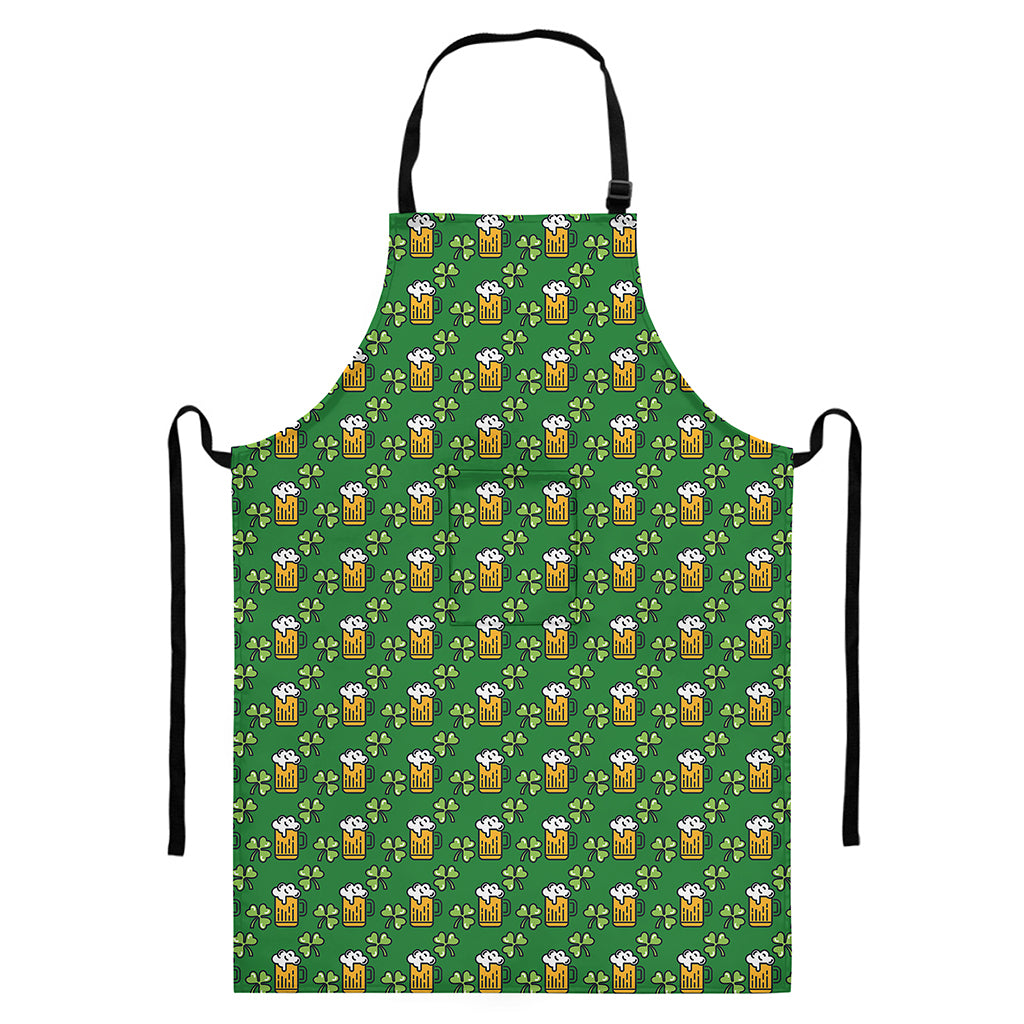 Cute St. Patrick's Day Pattern Print Bib Apron With Pocket