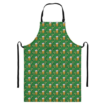 Cute St. Patrick's Day Pattern Print Bib Apron With Pocket