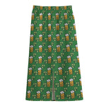 Cute St. Patrick's Day Pattern Print Cotton Front Slit Maxi Skirt