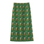 Cute St. Patrick's Day Pattern Print Cotton Front Slit Maxi Skirt