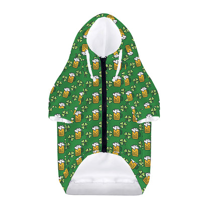 Cute St. Patrick's Day Pattern Print Dog Zip Up Hoodie